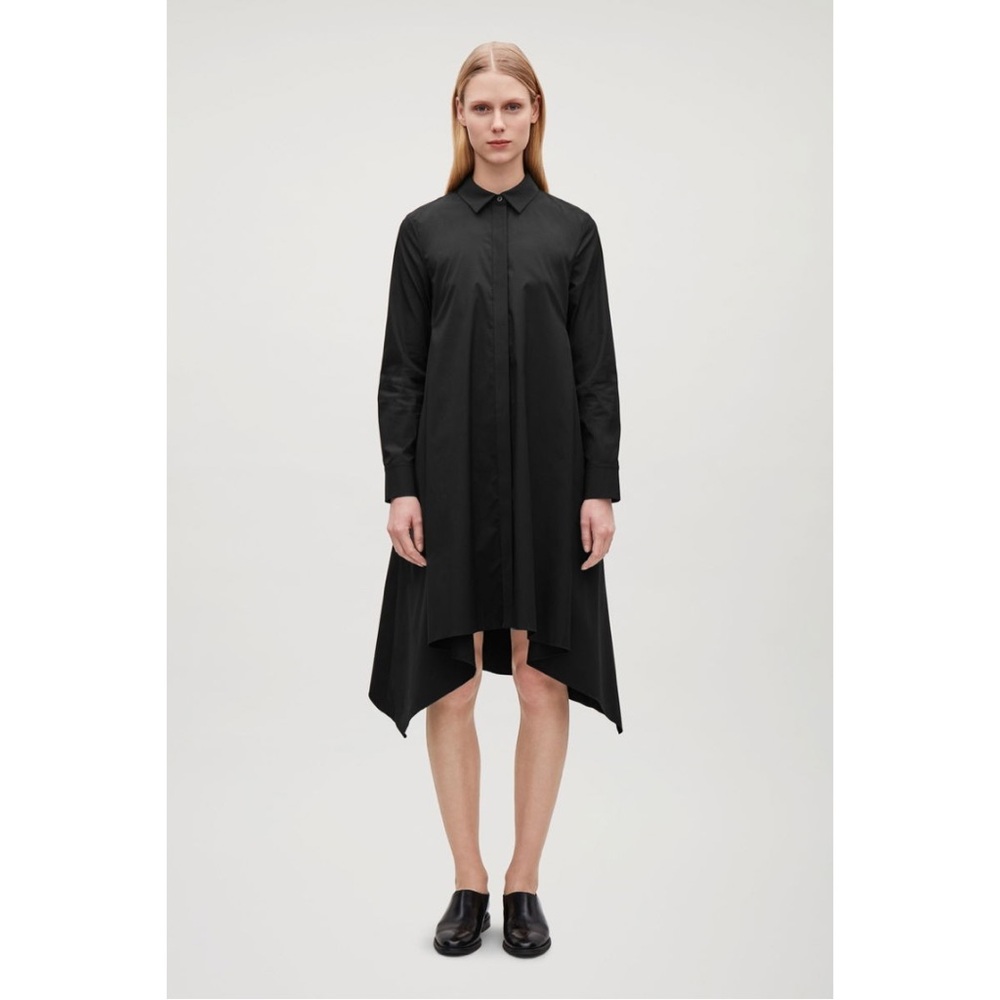 COS Minimalist Asymmetrical Handkerchief Hem Shirt Quiet Luxury Dress Size 4